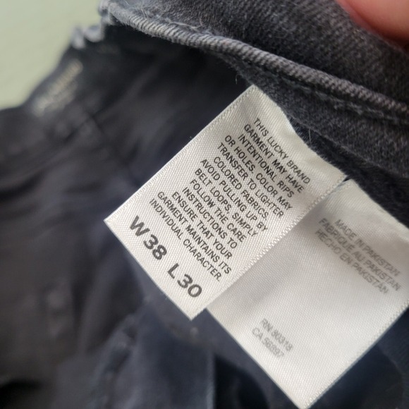 Lucky Brand Black Jeans 410 Athletic Straight Fit Men's Sz 38x30 Denim Dark Flex - Picture 7 of 12